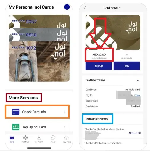 rta nol card balance check online